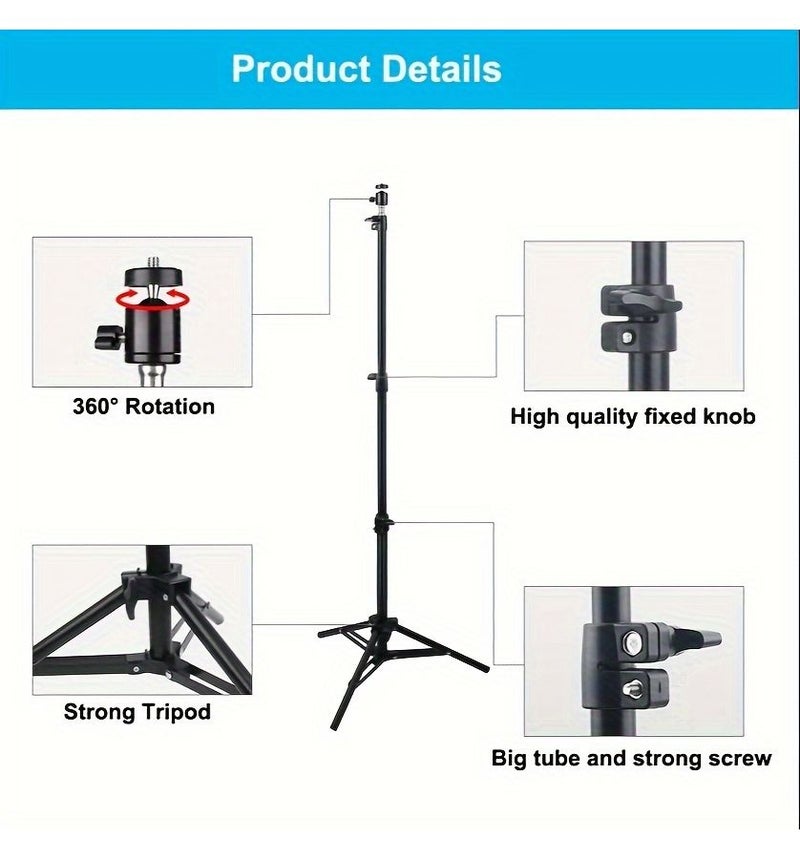 Adjustable Height Projector Tripod Stand Black Carbon Steel Plastic Construction 50 To 110cm Stable Anti Shake Home Theater Office Projection Photography Videography Live Streaming Mobile Shooting - Image 3