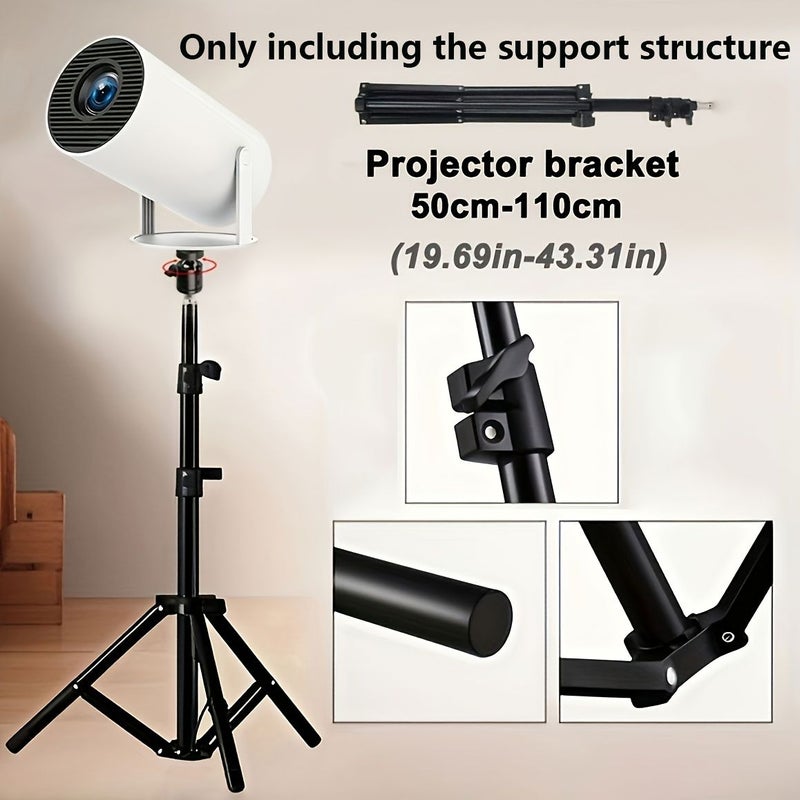 Adjustable Height Projector Tripod Stand Black Carbon Steel Plastic Construction 50 To 110cm Stable Anti Shake Home Theater Office Projection Photography Videography Live Streaming Mobile Shooting - Image 1