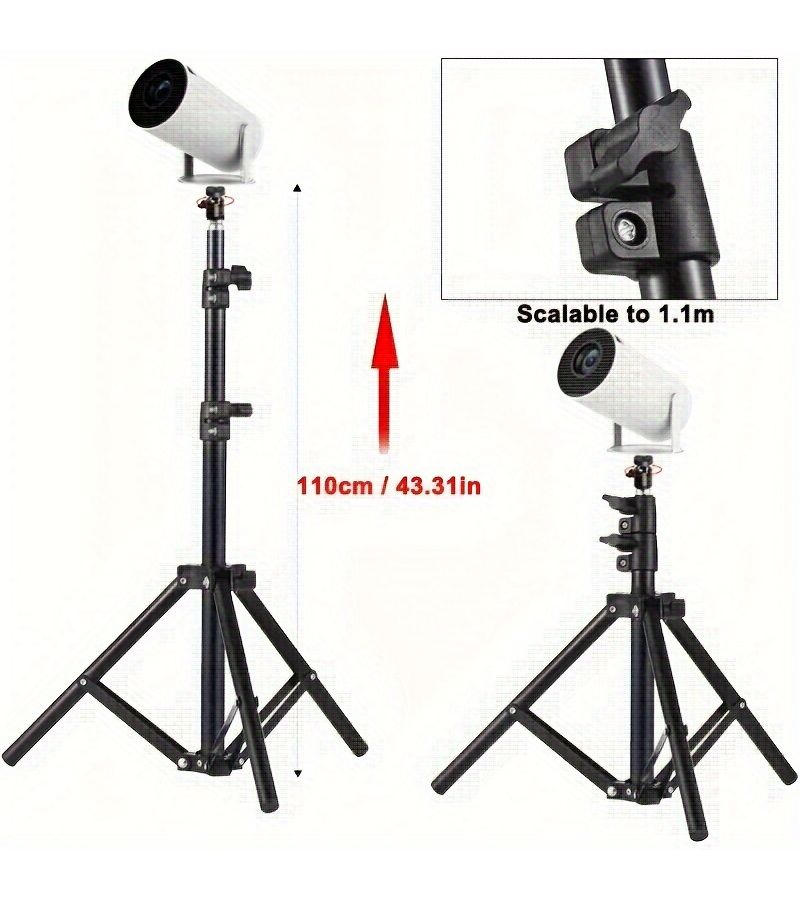Adjustable Height Projector Tripod Stand Black Carbon Steel Plastic Construction 50 To 110cm Stable Anti Shake Home Theater Office Projection Photography Videography Live Streaming Mobile Shooting - Image 2