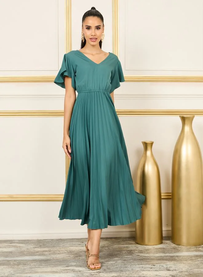 accordion pleated dress with sleeves Accordion Pleat Knit Dress in Petal Petal / 5