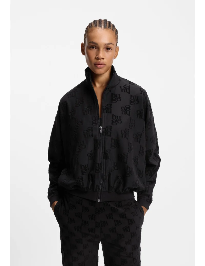 Cotton-blend jacket with all-over logo pattern