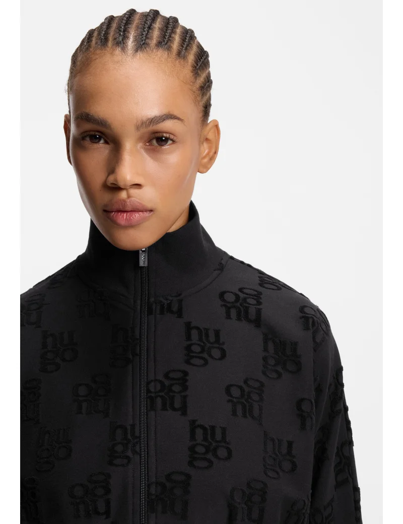 HUGO  Cotton-blend jacket with all-over logo pattern for Women | Best Price UAE