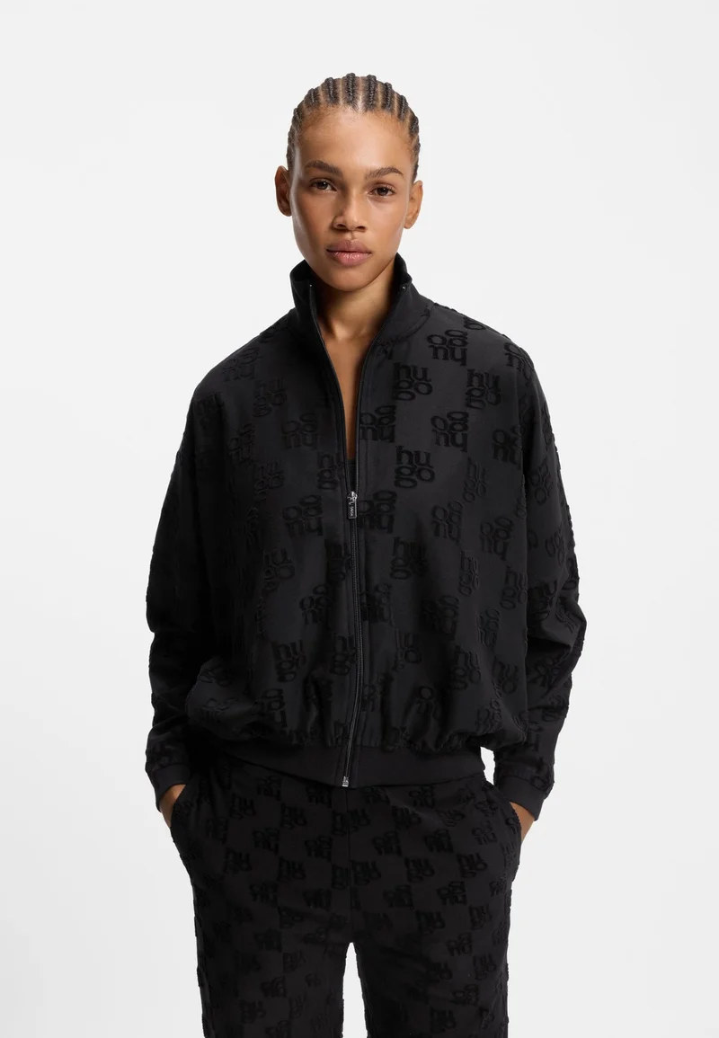 HUGO Cotton-blend jacket with all-over logo pattern