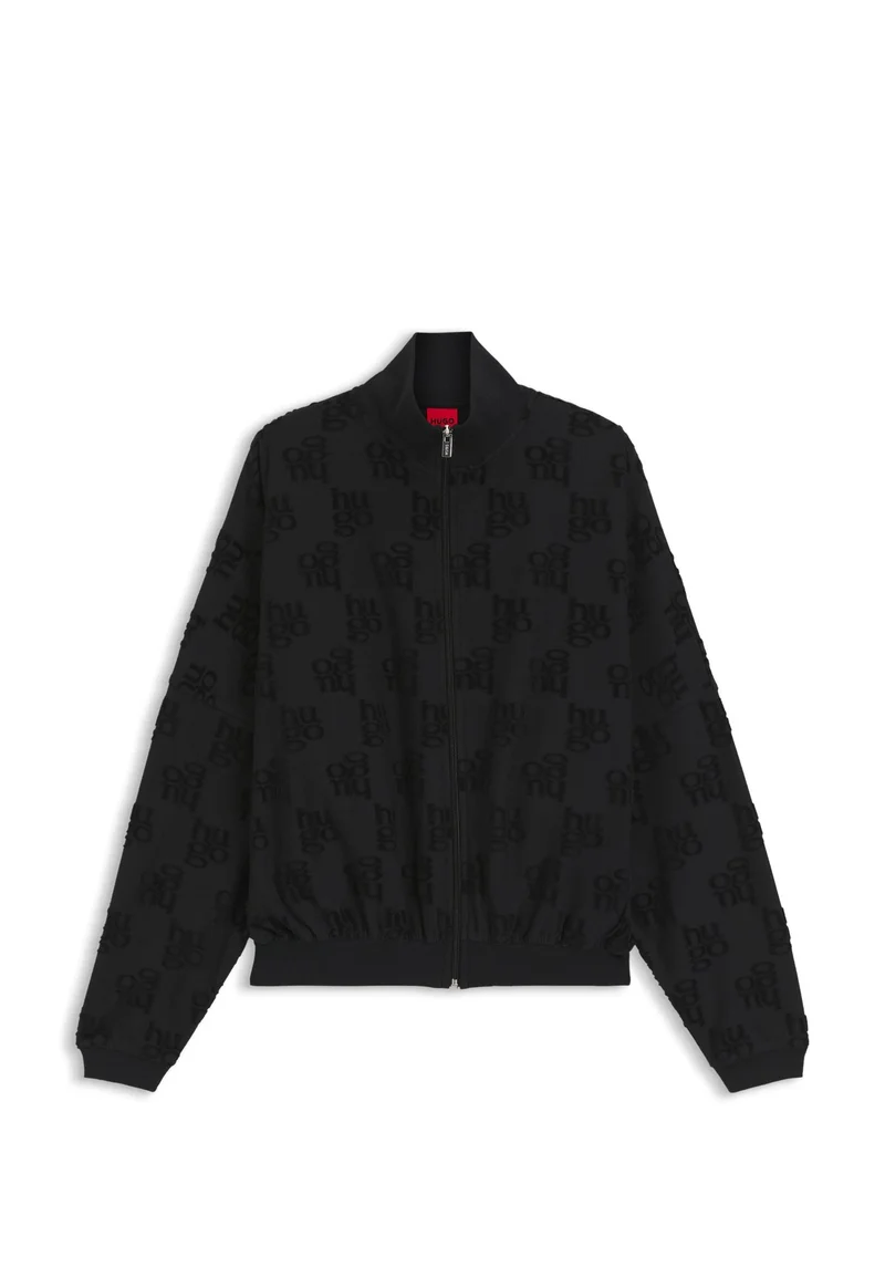 HUGO Black Cotton-blend jacket with all-over logo pattern for Women | Best Price UAE