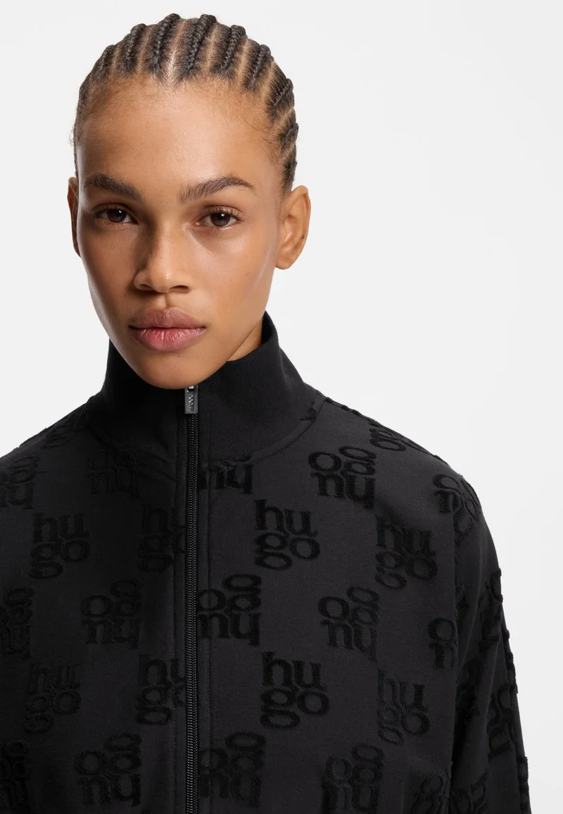 HUGO Black Cotton-blend jacket with all-over logo pattern for Women | Best Price UAE