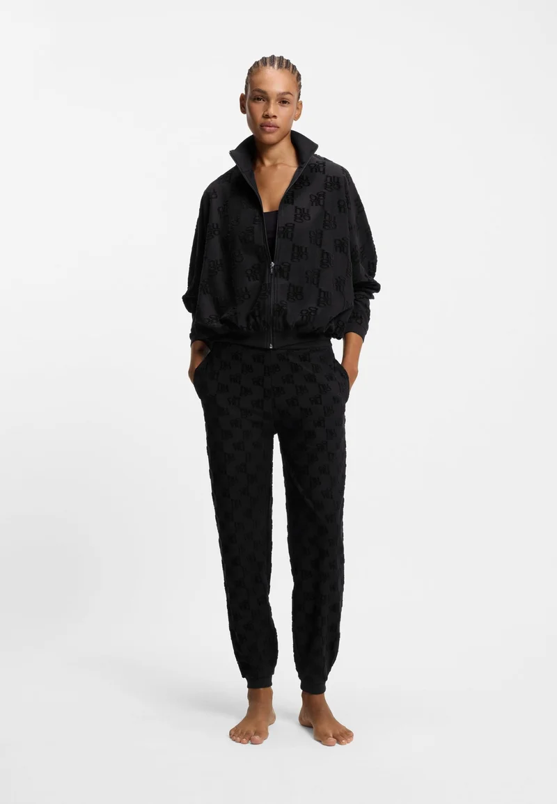 HUGO Black Cotton-blend jacket with all-over logo pattern for Women | Best Price UAE
