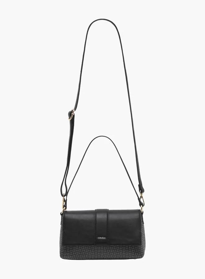 Flora Bella By Shoexpress Women Monogram Print Shoulder Bag with Detachable Strap and Flap Closure