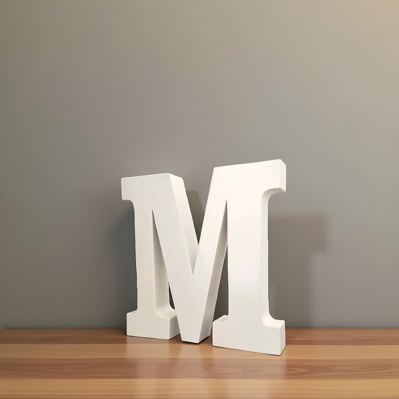 AKDAMA Wooden M Letter- English Upper Case Alphabets Cutouts for Art and Craft Work (M_White_15x2.5 cm) - Image 3
