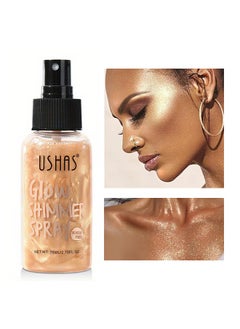 Ushas Glow Shimmer Spray - Shimmer Body Oil Liquid Easy to Push Away Natural Moisture Glitter Face Brightening Glow Pearl Highlighter Illuminator Shine Contouring Makeup for Face and Body #03  - Image 1