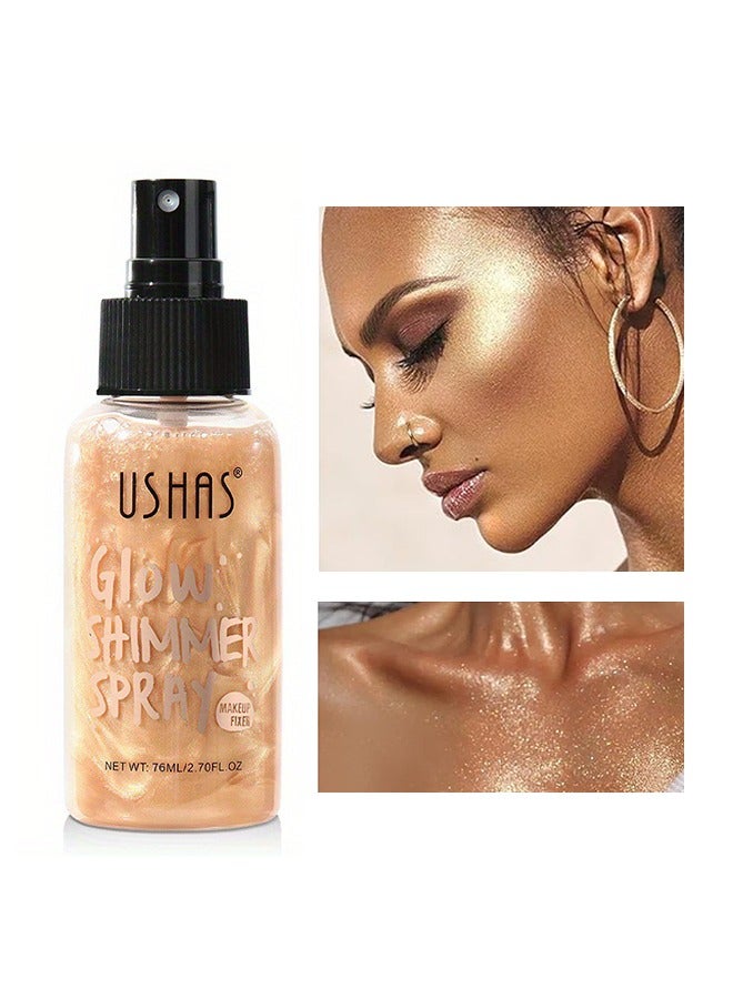 Ushas Glow Shimmer Spray - Shimmer Body Oil Liquid Easy to Push Away Natural Moisture Glitter Face Brightening Glow Pearl Highlighter Illuminator Shine Contouring Makeup for Face and Body #03  - Image 1
