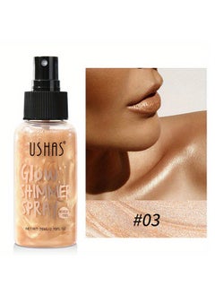 Ushas Glow Shimmer Spray - Shimmer Body Oil Liquid Easy to Push Away Natural Moisture Glitter Face Brightening Glow Pearl Highlighter Illuminator Shine Contouring Makeup for Face and Body #03  - Image 2