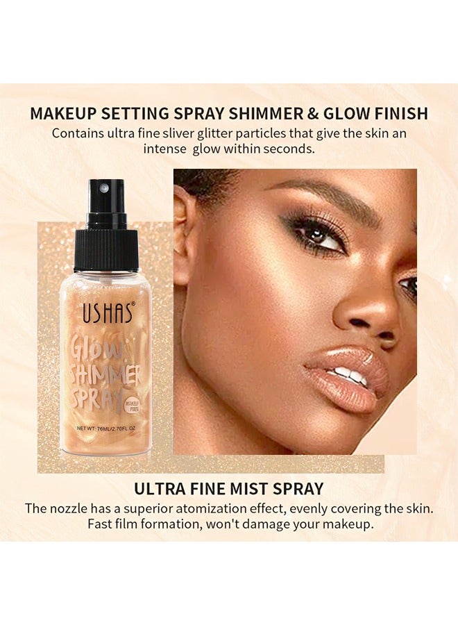 Ushas Glow Shimmer Spray - Shimmer Body Oil Liquid Easy to Push Away Natural Moisture Glitter Face Brightening Glow Pearl Highlighter Illuminator Shine Contouring Makeup for Face and Body #03  - Image 3