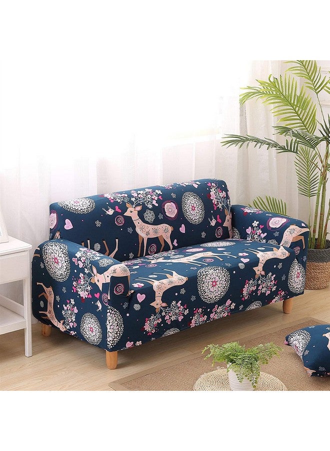 House of Quirk Universal Double Seater Sofa Cover Big Elasticity Cover for Couch Flexible 140 GSM Sofa Slipcover (Blue Deer, 145-185Cm) - Image 1
