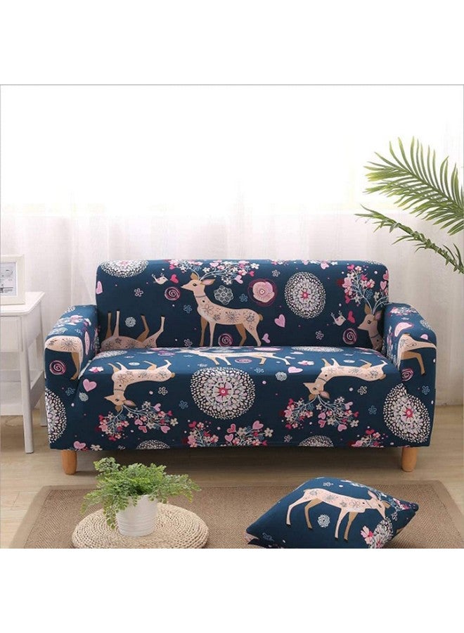 House of Quirk Universal Double Seater Sofa Cover Big Elasticity Cover for Couch Flexible 140 GSM Sofa Slipcover (Blue Deer, 145-185Cm) - Image 2