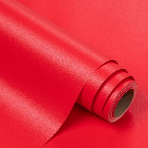 WRAPAHOLIC Red Pearl Christmas Wrapping Paper Solid Color Gift WrapPerfect for WeddingValentines DayBirthdayChristmasBaby Shower 17 Inches X 328 Feet - Image 1