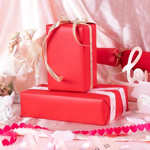 WRAPAHOLIC Red Pearl Christmas Wrapping Paper Solid Color Gift WrapPerfect for WeddingValentines DayBirthdayChristmasBaby Shower 17 Inches X 328 Feet - Image 3