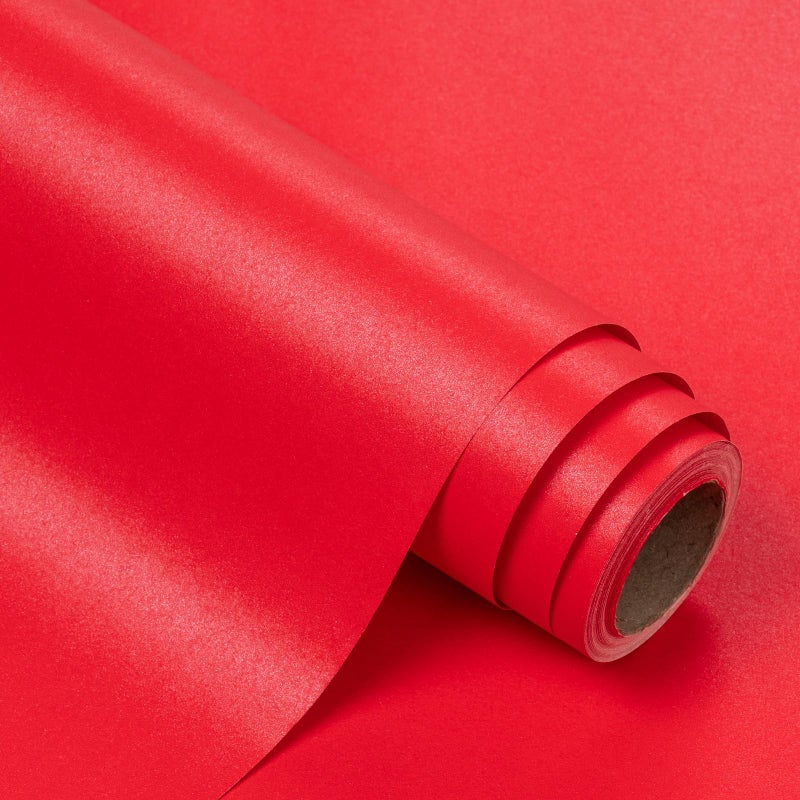 WRAPAHOLIC Red Pearl Christmas Wrapping Paper Solid Color Gift WrapPerfect for WeddingValentines DayBirthdayChristmasBaby Shower 17 Inches X 328 Feet - Image 2