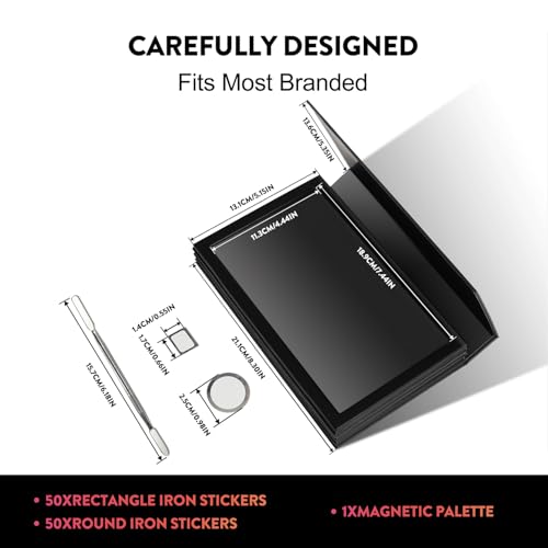 SZDYM 4 layers Empty magnetic Book Shaped palette Black PU leather surfacewith Depotting Spatula and 100 piece Metal Stickers - Image 5