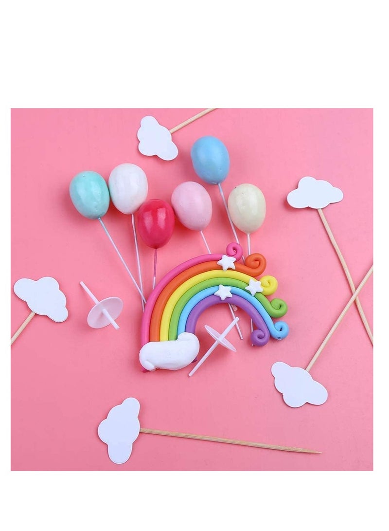 Cake Decoration, Rainbow Cloud Balloon Shape Cupcake Insert Card, Suitable For Children's Baby Welcome Party, Birthday Wedding Party Cake Decoration (15PCS) - Image 3