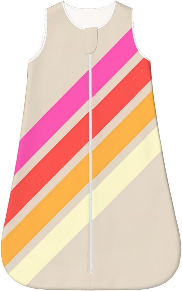 Colorful 70s 80s Retro Striped Stripes Baby Wearable Blanket Infant Boys Girls Sleeping Bags for Newborn Small - Image 1