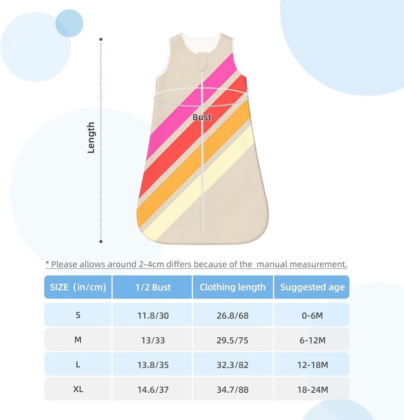 Colorful 70s 80s Retro Striped Stripes Baby Wearable Blanket Infant Boys Girls Sleeping Bags for Newborn Small - Image 5