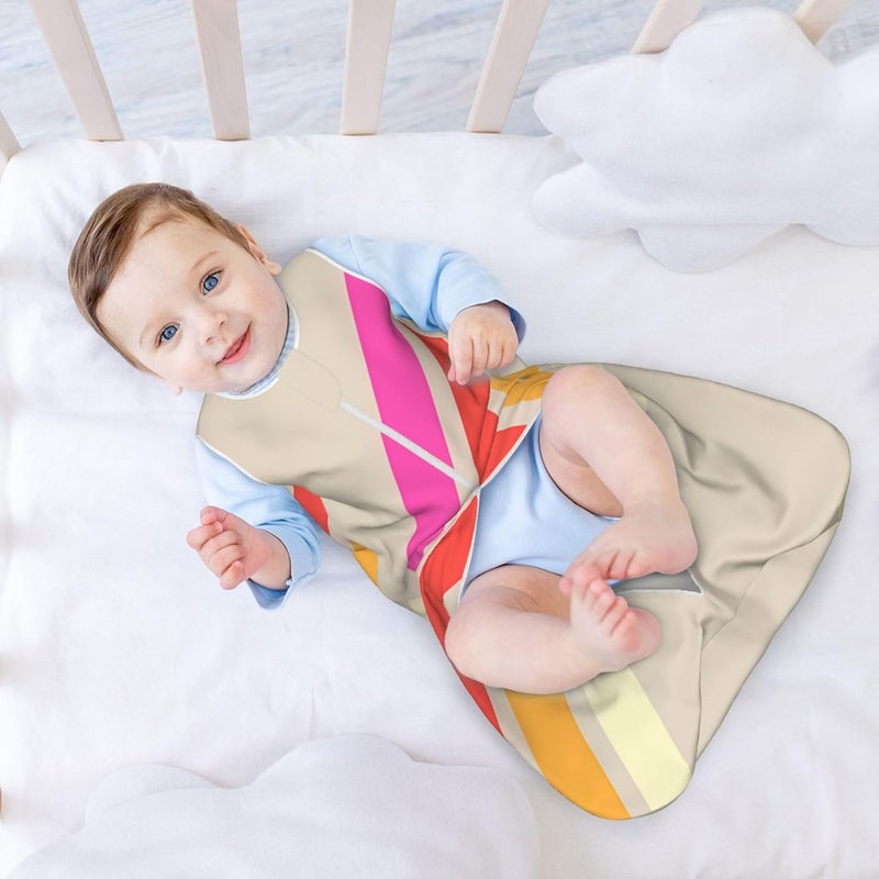 Colorful 70s 80s Retro Striped Stripes Baby Wearable Blanket Infant Boys Girls Sleeping Bags for Newborn Small - Image 3