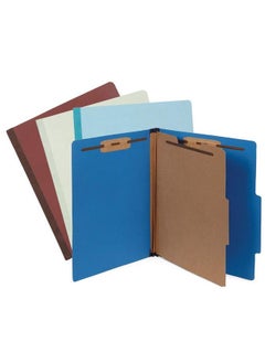 Blue Summit Supplies 12 Pressboard Classification Folders 2 Dividers Letter Size Office Folders 2’’ Tyvek Expansions With Fasteners 6 Part Classification Folder In Assorted Colors 12 Pack  - Image 2
