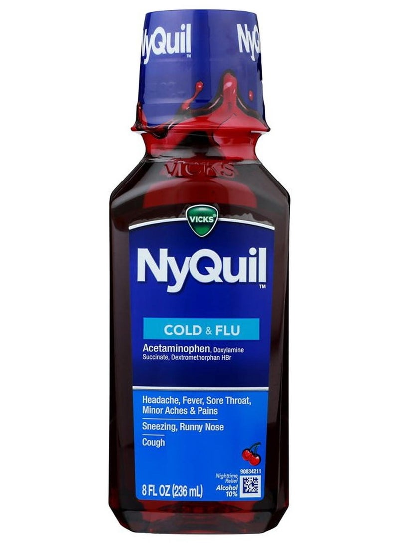 Vicks NyQuil Cough Nighttime Relief, 8 Fl Oz, Cherry Flavor - Relieves Sore Throat, Runny Nose, Cough - Image 1