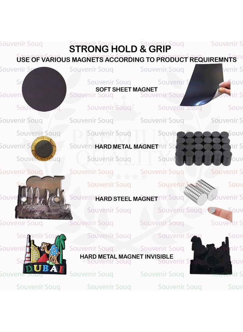Souvenir Souq 6 pcs Premium Metal Fridge Magnets Dubai Souvenir featuring high-quality detailing, strong magnetic hold, and durable metal construction—ideal for gifting, collecting, or decorating your fridge and workspace. - Image 2