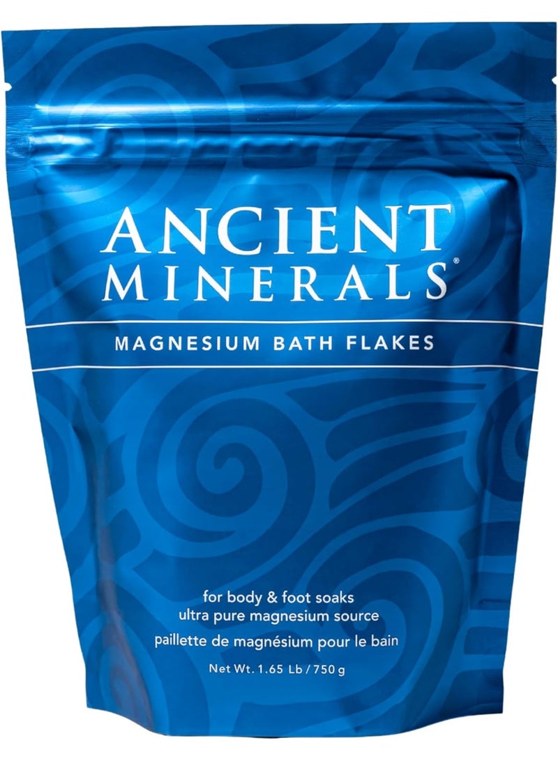 Ancient Minerals Magnesium Bath Flakes of Pure Genuine Zechstein Chloride - Resealable Magnesium Supplement Bag that Will Outperform Leading Epsom Salts 1.65 lbs - Image 1