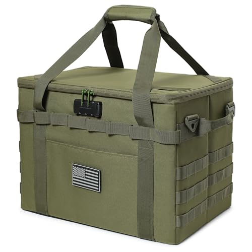 Lemubeane Tactical Camping Storage Bag 38L Utility Tote Bag Organizer with Combination Lock and Shoulder Strap Army Green 38L - Image 1