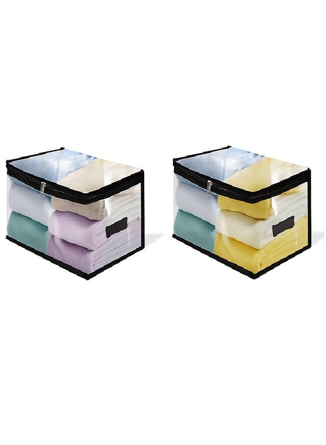 Kottify Transparent Plastic Clothes Storage Bag (Pack of 2)|Clothes Organiser for Wardrobe|Saree Organizer for Wardrobe|Saree Bags Storage|Saree Covers for Storage, 12 inch, 6.5 inch - Image 1