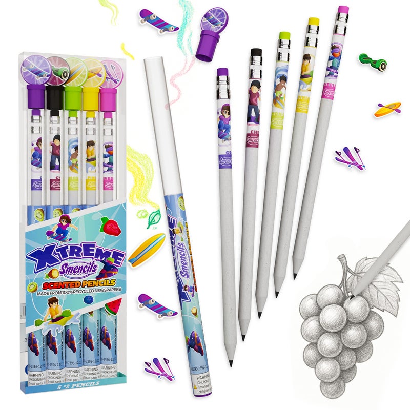 Scentco XTreme Sports Smencils Patented Gourmet Scented Pencils 5 Count Gifts for Kids School Supplies Classroom Rewards Party Favors - Image 2