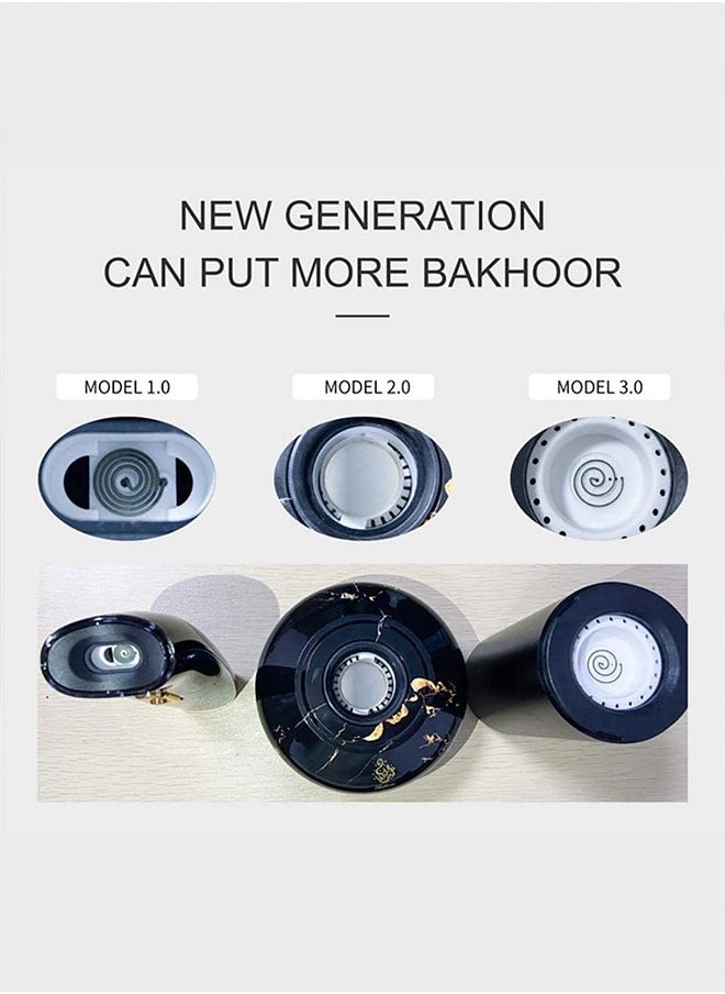 Bukhoon electric incense burner V1 for car and home use with a USB Type-C port in black.  - Image 3