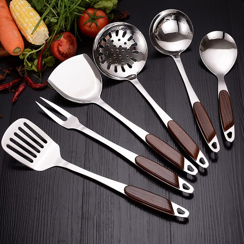 Primetan Stainless Steel Cooking and Serving Spoon Set for Kitchen J PlainSLOTED SPETULA Set - Image 5