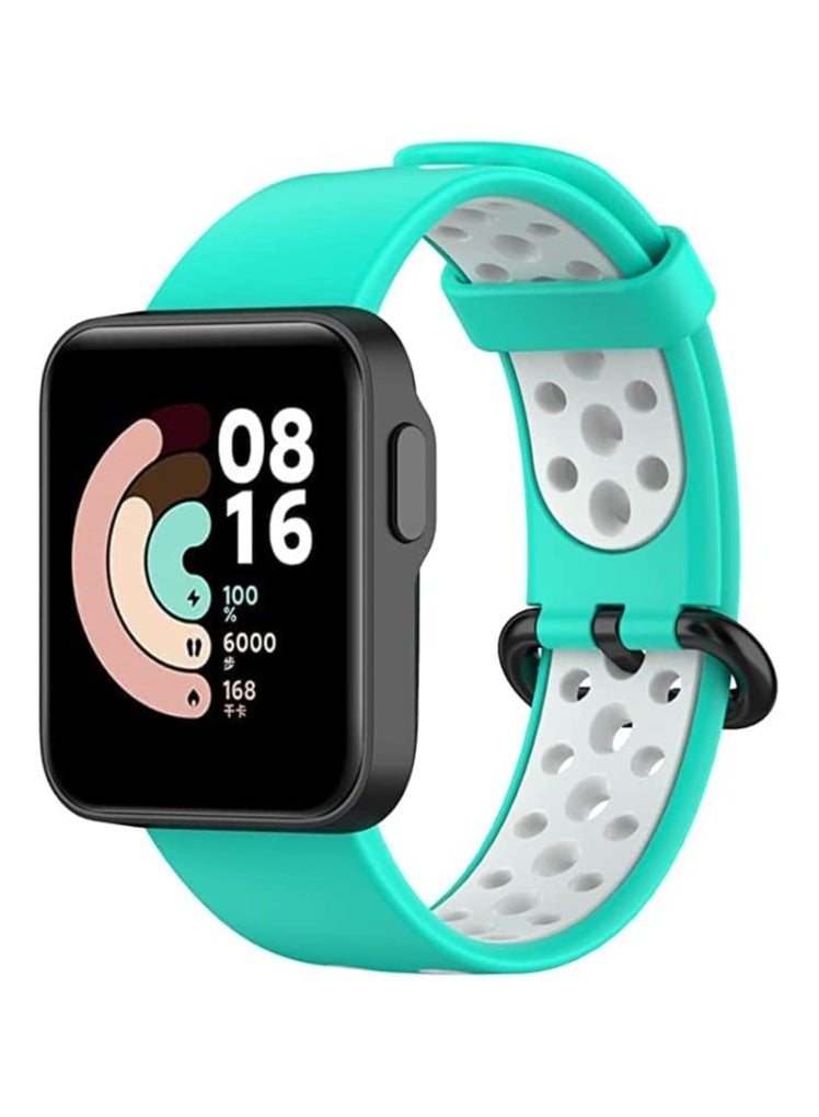 2 Colors Replacement Watch Band with Stylish Air Holes Compatible with Xiaomi Watch 2 Lite/Redmi Watch 2 Lite Strap (Turquoise & White) - Image 1