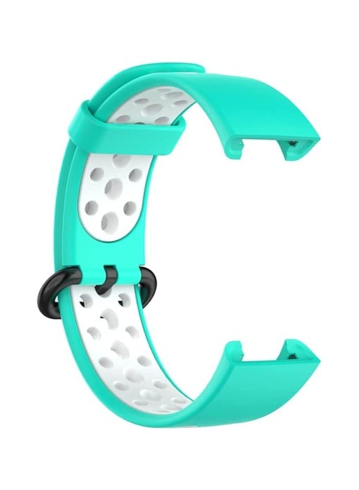 2 Colors Replacement Watch Band with Stylish Air Holes Compatible with Xiaomi Watch 2 Lite/Redmi Watch 2 Lite Strap (Turquoise & White) - Image 3