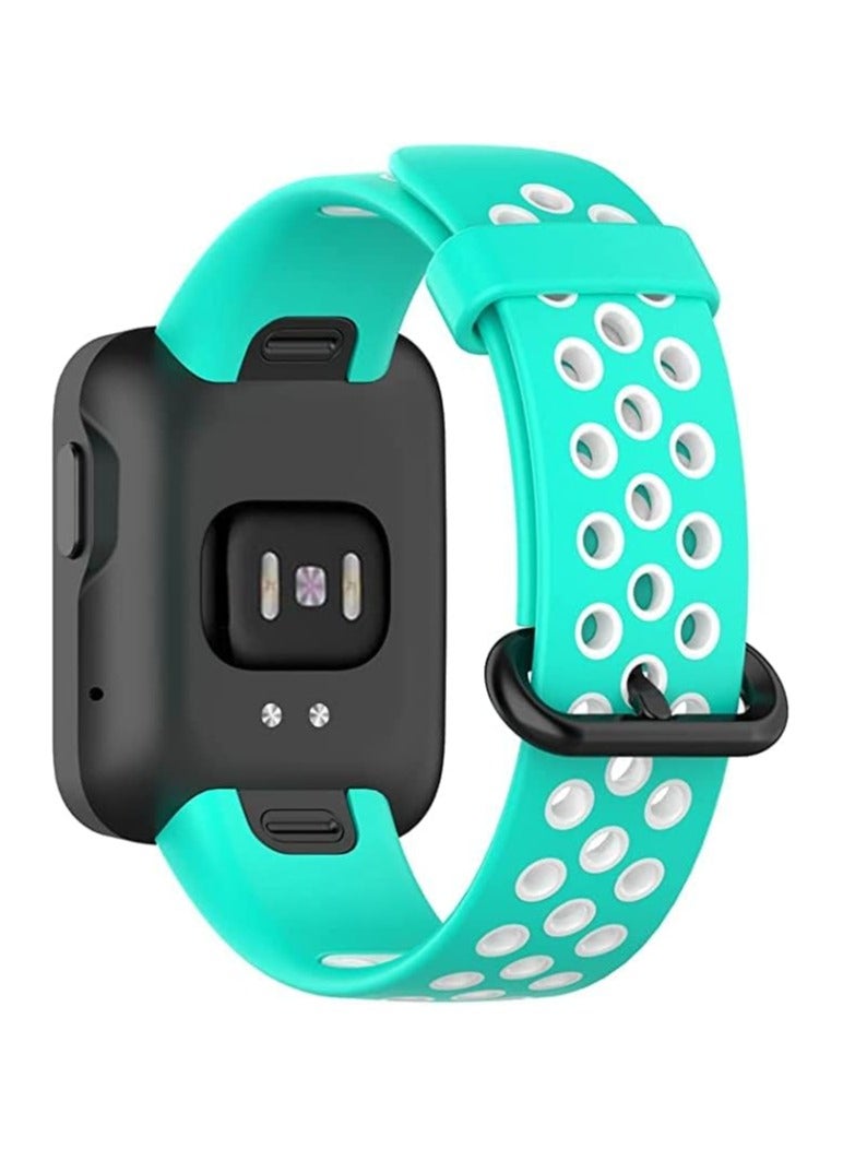 2 Colors Replacement Watch Band with Stylish Air Holes Compatible with Xiaomi Watch 2 Lite/Redmi Watch 2 Lite Strap (Turquoise & White) - Image 4