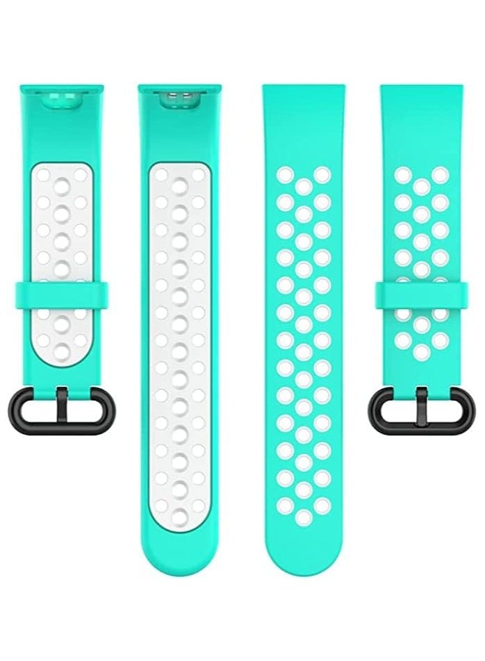2 Colors Replacement Watch Band with Stylish Air Holes Compatible with Xiaomi Watch 2 Lite/Redmi Watch 2 Lite Strap (Turquoise & White) - Image 2