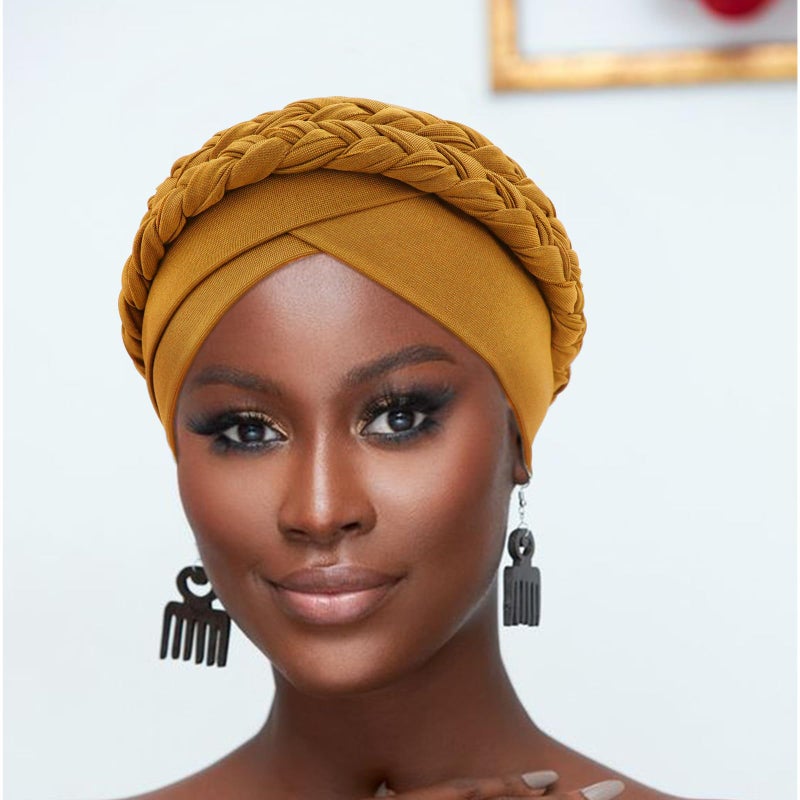 DRESHOW African Women Turban Caps Beanie Twist Headscarf Pre-Tied Double Twisted Braid Hair Cover Wrap Hat Headwraps for Black Women Chemo Cancer Cap - Image 4