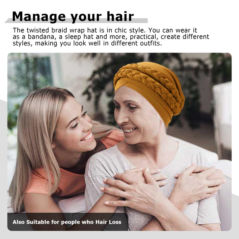 DRESHOW African Women Turban Caps Beanie Twist Headscarf Pre-Tied Double Twisted Braid Hair Cover Wrap Hat Headwraps for Black Women Chemo Cancer Cap - Image 3
