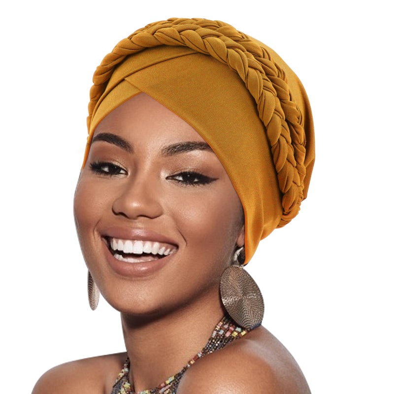 DRESHOW African Women Turban Caps Beanie Twist Headscarf Pre-Tied Double Twisted Braid Hair Cover Wrap Hat Headwraps for Black Women Chemo Cancer Cap - Image 1