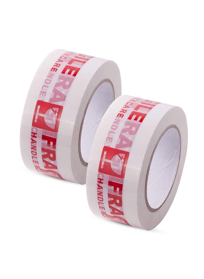 Duravel Duravel Fragile Handle with Care Packing Tape, 50 Yards Length, 2 Inch Width, White (Pack-Of 2)  - Image 1