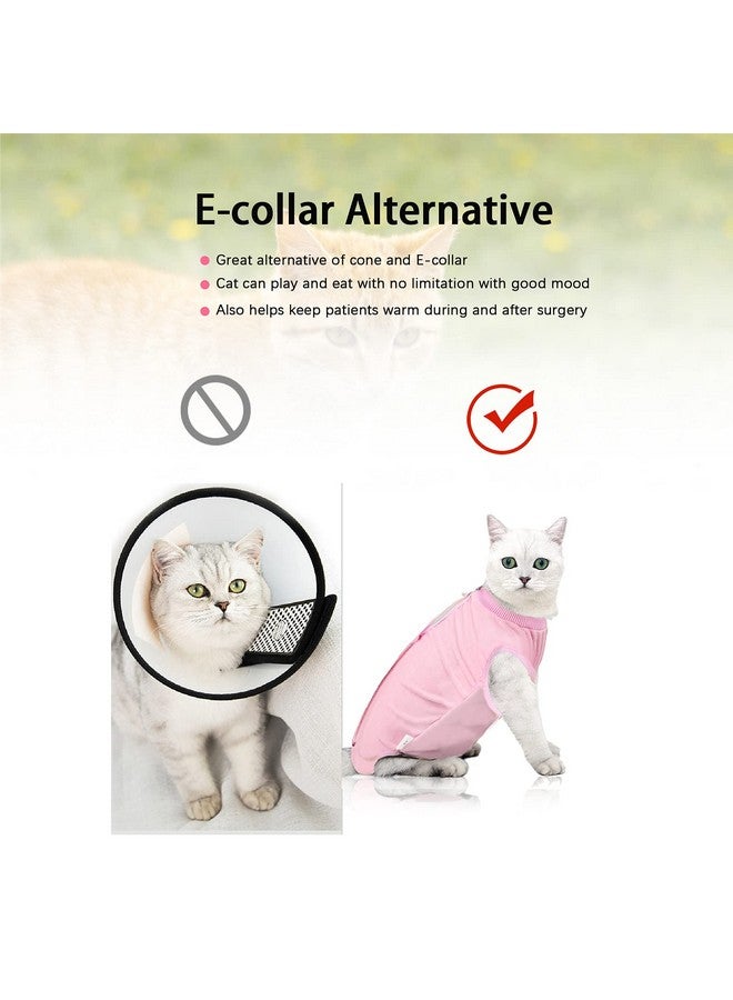 oUUoNNo oUUoNNo Cat Wound Surgery Recovery Suit for Abdominal Wounds or Skin Diseases, After Surgery Wear, Pajama Suit, E-Collar Alternative for Cats (S, Pink)  - Image 4