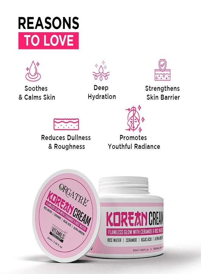 Orgatre Korean Cream for Glowing Skin Whitening Pigmentation | Rice Water & Ceramide - 50ml - Image 4