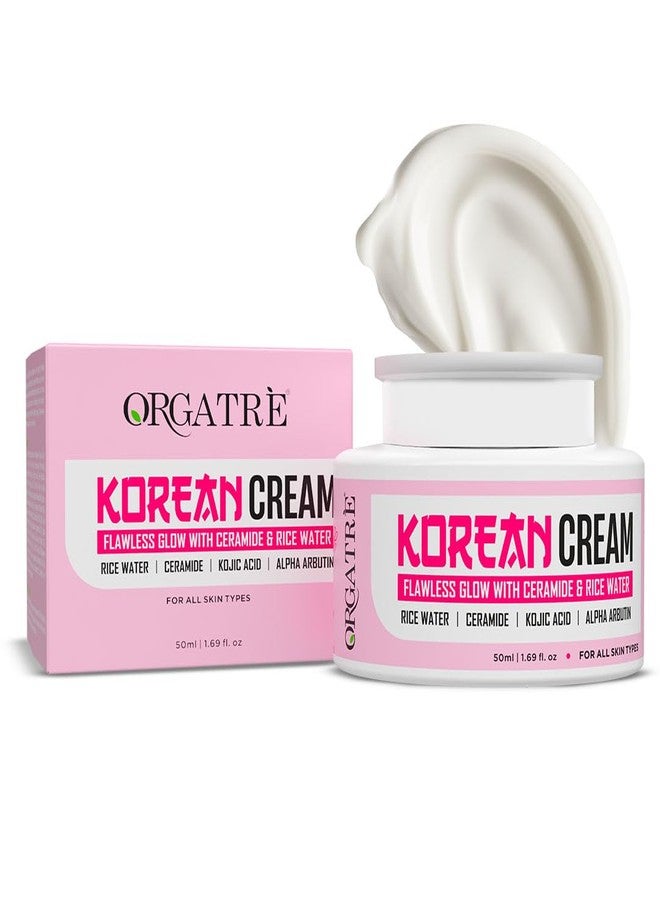Orgatre Korean Cream for Glowing Skin Whitening Pigmentation | Rice Water & Ceramide - 50ml - Image 1