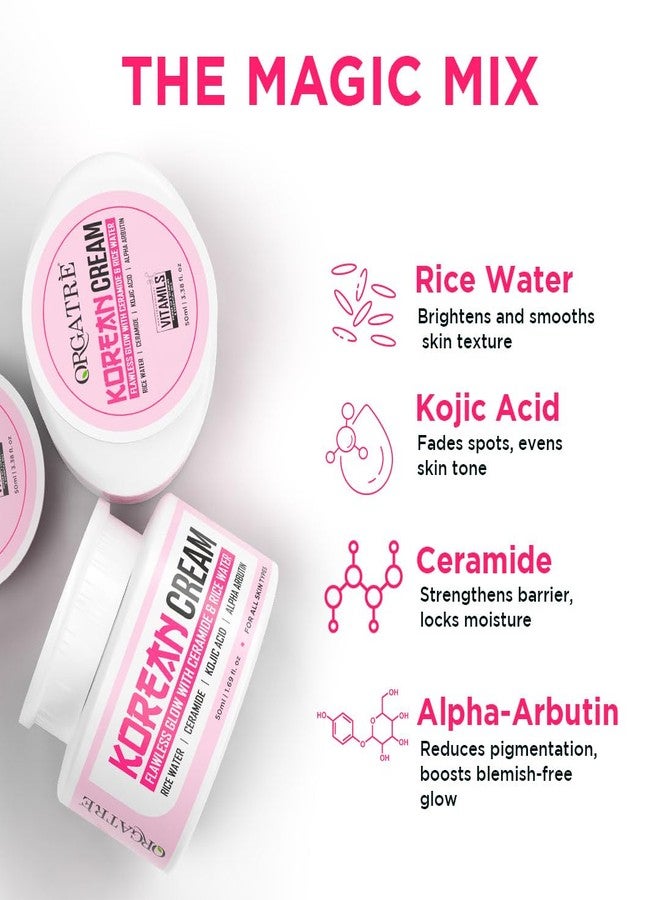 Orgatre Korean Cream for Glowing Skin Whitening Pigmentation | Rice Water & Ceramide - 50ml - Image 5