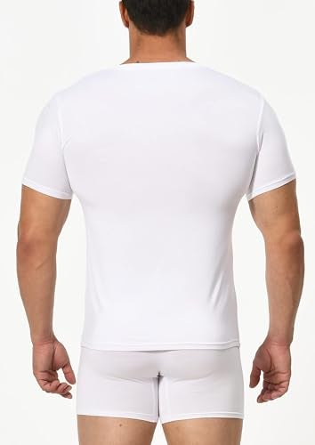Comfneat Men's Undershirts Viscose V-Neck Cool Feeling T-Shirt 3-Pack (White 3-Pack, XL) - Image 4