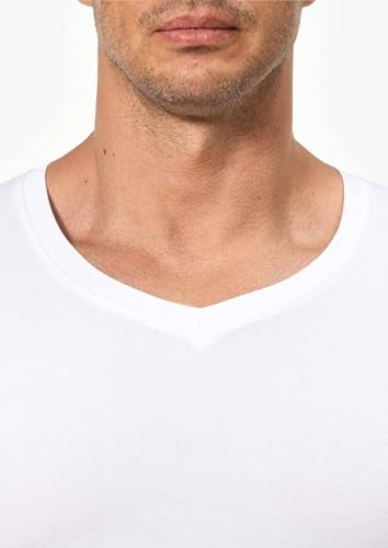 Comfneat Men's Undershirts Viscose V-Neck Cool Feeling T-Shirt 3-Pack (White 3-Pack, XL) - Image 5