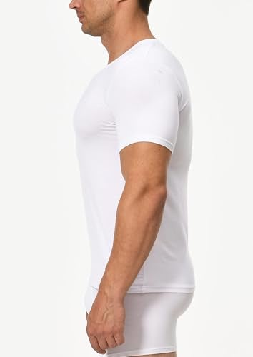 Comfneat Men's Undershirts Viscose V-Neck Cool Feeling T-Shirt 3-Pack (White 3-Pack, XL) - Image 3